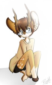 Rating: Safe Score: 0 Tags: anthro antlers biped bodel brown_hair deer e621 eyewear glasses hair hi_res hooves horn male mammal simple_background sitting solo white_background User: bunchy7s