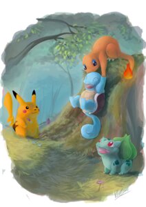 Rating: Safe Score: 0 Tags: ^_^ all_fours ambiguous_gender blue_body blue_skin bulbasaur charmander dangling detailed_background digital_media_(artwork) e621 eyes_closed feral fire flaming_tail flower forest fur generation_1_pokemon grass group hi_res looking_up mammal nature nintendo open_mouth orange_body orange_skin outside penny-dragon pikachu plant pokemon pokemon_(species) reptile rodent scalie shell smile squirtle starter_trio tail tree turtle_shell yellow_body yellow_fur User: bunchy7s