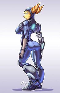 Rating: Safe Score: 0 Tags: angela_cross anthro armor big_breasts big_butt biped bodysuit breasts butt clothed clothing digital_media_(artwork) e621 female fur gloves gradient_background handwear jaeh lombax looking_at_viewer looking_back mammal pink_nose ratchet_and_clank side_boob simple_background skinsuit solo sony_corporation sony_interactive_entertainment standing stripes tight_clothing unconvincing_armor wide_hips yellow_body yellow_fur User: bunchy7s