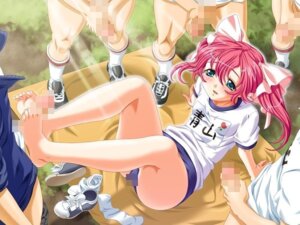 Rating: Explicit Score: 0 Tags: censored character_request feet female footbang footjob group_sex gym_uniform magenta_hair male penis rule34 source_request User: bunchy7s