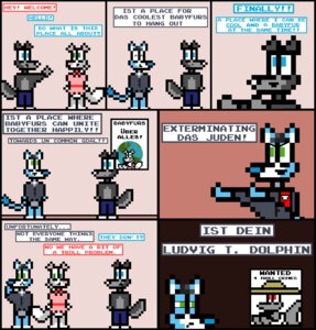 Rating: Questionable Score: 0 Tags: ageplay anthro clean_diaper clothed clothing comic dialogue diaper digital_media_(artwork) e621 english_text female group hate infantilism kyle_bridgett male pixel_(artwork) roleplay tail text ultimate_babyfur_webcomic unknown_artist wearing_diaper what User: bunchy7s