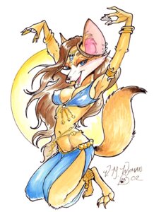 Rating: Questionable Score: 0 Tags: 2002 anklet anthro armlet belly_chain belly_dancer biped blue_eyes bracelet breasts brown_hair canid canine chakona_space circlet claws cleavage clothed clothing cosplay crossover dancing digitigrade e621 ear_piercing fangs fatima_(vicky_wyman) female fennec_fox fox fur hair half-closed_eyes harem harem_outfit herm_(lore) jewelry kneeling leanna_fennec long_hair looking_at_viewer mammal narrowed_eyes navel nipple_outline open_mouth piercing simple_background skimpy solo tail tan_body tan_fur teeth toe_claws true_fox vicky_wyman waist_accessory white_background white_body white_fur xanadu_(comic) User: bunchy7s