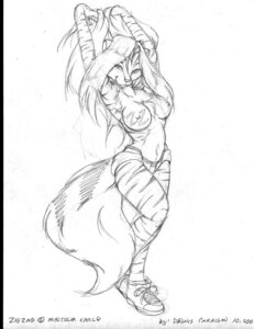 Rating: Questionable Score: 0 Tags: anonipony anthro black_and_white breasts clothed clothing e621 female looking_at_viewer mammal mephitid monochrome nipples pose simple_background sketch skimpy skunk solo tail topless white_background zig_zag User: bunchy7s