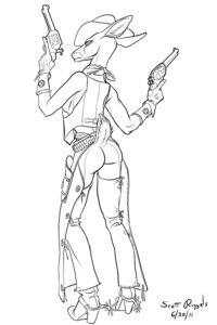 Rating: Questionable Score: 0 Tags: 2011 ammo_belt anthro armor biped black_and_white boots bracers breasts chaps clothing colt's_manufacturing_company colt_single_action_army cowboy_boots cowboy_hat deer digital_drawing_(artwork) digital_media_(artwork) e621 female footwear fur gloves gun handwear hat headgear headwear hi_res high_heeled_boots high_heels holding_gun holding_object holding_ranged_weapon holding_weapon holster kerchief line_art mammal monochrome peacemaker_deer raised_hand ranged_weapon rear_view scott_ruggels shoes side_boob signature simple_background single_action solo spurs topwear trigger_discipline uncolored_clothing uncolored_eyes vest weapon western white_background wild_west User: bunchy7s
