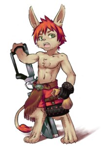 Rating: Safe Score: 0 Tags: 4_toes 5_fingers anthro bag barefoot belt biped bottomwear chest_tuft clothed clothing digitigrade e621 feet fingerless_gloves fingers fur gloves green_eyes hair handwear holding_object holding_weapon inner_ear_fluff long_ears looking_at_viewer male open_mouth red_hair short_hair shorts simple_background solo tail tan_body tan_fur tinamixive toes topless tuft weapon white_background User: bunchy7s
