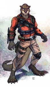 Rating: Safe Score: 0 Tags: 2011 4_toes ammunition anthro asterionblazing bandolier barefoot biped blue_eyes e621 feet hi_res ian_west knee_pads looking_at_viewer male mammal military mustelid otter solo tail toes whiskers User: bunchy7s