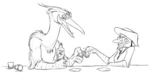 Rating: Safe Score: 0 Tags: alcohol anthro avian bar beak beverage bird black_and_white blush breasts bundaberg_rum bundy claws clothing conditional_dnp container cup drinking drinking_glass duo e621 feathers female food glass glass_container glass_cup great_blue_heron great_heron hat headgear headwear henji heron lizanne lyrebird male monochrome non-mammal_breasts oscine passerine pelecaniform rum scales sefeiren shot_glass simple_background sketch tongue white_background User: bunchy7s