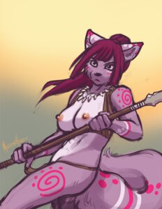 Rating: Explicit Score: 0 Tags: 2011 anthro bottomwear breasts canid canine clothed clothing digital_media_(artwork) e621 female fox fur hair jewelry loincloth long_hair mammal meesh melee_weapon multicolored_body multicolored_fur necklace nipples polearm purple_body purple_fur red_hair skimpy solo spear tail tribal two_tone_body two_tone_fur vera_(artist) warrior weapon white_body white_fur User: bunchy7s