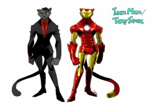 Rating: Safe Score: 0 Tags: accessory anthro armor clothing duo e621 facial_hair felid iron_man looking_at_viewer machine male mammal marvel mustache necktie pantherine power_armor sharks_(artist) simple_background source_request suit tail the_avengers tony_stark white_background yellow_eyes User: bunchy7s