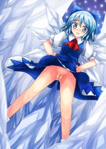 Rating: Explicit Score: 0 Tags: 90i blue_eyes blue_hair blush bow cirno dress female from_below hairbow hands_on_hips highres ice ice_wings no_panties pussy ribbon rule34 short_hair solo spike touhou uncensored wings User: bunchy7s
