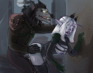 Rating: Explicit Score: 0 Tags: 1boy 1girls bandits black_gloves black_pants breasts breasts_out cum cum_inside dark_areola dark_areolae dark_clothing doggy_style elf_female elf_girl female from_behind from_behind_position hands_on_ass hands_on_butt interspecies interspecies_sex male moon night night_elf pants pants_down rule34 sex_from_behind straps_across_chest violet_eyes white_hair wolf_man worgen world_of_warcraft wow yellow_eyes User: bunchy7s