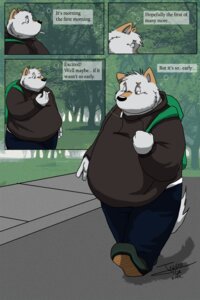 Rating: Safe Score: 0 Tags: 2:3 anthro bod canid canine canis clothed clothing comic detailed_background domestic_dog e621 english_text fully_clothed hi_res jakegr kanon male mammal outside overweight overweight_anthro overweight_male slice_of_life solo text User: bunchy7s