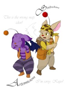 Rating: Safe Score: 0 Tags: annoyed antennae_(anatomy) anthro artemicion duo e621 final_fantasy final_fantasy_ix kyrio male mammal moogle pom_antennae square_enix stiltzkin User: bunchy7s
