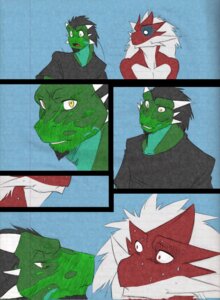 Rating: Safe Score: 0 Tags: 2012 abs akira_(ryuakira) anthro arekusanderu black_hair bodily_fluids clothing color_edit colored comic dragon duo e621 green_body green_liquid green_scales hair hi_res horn macro male muscular mythological_creature mythological_scalie mythology notveryathletic potion red_body red_eyes red_scales reptile ryuakira scales scalie shirt sweat third-party_edit topwear white_hair yellow_eyes User: bunchy7s