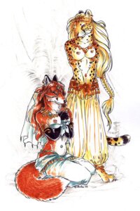 Rating: Questionable Score: 0 Tags: 2003 3_toes anthro armlet barefoot black_body black_fur blonde_hair bottomwear bound braided_hair breasts canid canine cheetah clothed clothing dipstick_tail duo e621 ear_piercing feet felid feline female fox fur hair hands_tied harem harem_outfit heather_bruton jewelry long_hair mammal markings multicolored_tail necklace nipples orange_body orange_fur pants piercing red_body red_fox red_fur red_hair ribbons silk simple_background sitting standing tail tail_markings toes topless true_fox whiskers white_background white_body white_fur User: bunchy7s
