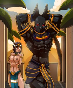 Rating: Questionable Score: 0 Tags: 2013 abs angsthewicked anthro anubian_jackal anubis_(smite) armband armor athletic belt biceps black_body black_fur bottomwear breasts brown_body brown_eyes brown_fur brown_hair canid canine canis circlet clothed clothing deity duo e621 ear_piercing egyptian egyptian_clothing egyptian_mythology fangs female flexing fur gauntlets gloves grin hair hands_behind_head handwear headdress headgear headwear hi_res human jackal jewelry loincloth male mammal middle_eastern_mythology muscular mythology necklace neith_(smite) nipples pecs pectoral_(jewelry) piercing plant pose red_eyes shendyt shorts skimpy smile smite standing teeth temple topless tree User: bunchy7s