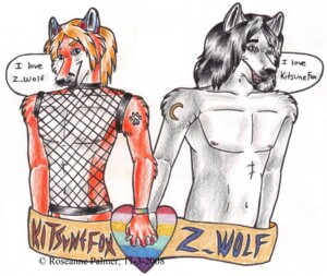Rating: Safe Score: 0 Tags: 2008 anthro black_hair canid canine canis character_badge_(artwork) clothing colored_pencil_(artwork) dated dialogue duo e621 english_text fishnet_clothing fox fur grey_body grey_fur hair hand_holding icen interlocked_fingers kitsunefox lgbt_pride male male/male mammal nipples nude orange_body orange_fur pen_(artwork) pride_colors rainbow_pride_colors rainbow_symbol romantic romantic_couple simple_background six-stripe_rainbow_pride_colors tattoo text traditional_media_(artwork) white_background wolf z_wolf User: bunchy7s