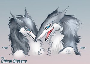 Rating: Safe Score: 0 Tags: anthro artist_collaboration bust_portrait chiral_sisters duo e621 endenden female freel mammal niox portrait raesheris sergal sibling_(lore) twins_(lore) User: bunchy7s