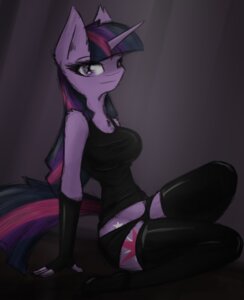 Rating: Safe Score: 0 Tags: 2014 anthro anthrofied biped breasts clothing cutie_mark e621 equid equine female fingerless_gloves friendship_is_magic fur gloves hair handwear hasbro horn legwear looking_at_viewer mammal multicolored_hair my_little_pony mythological_creature mythological_equine mythology ninjapony panties purple_body purple_eyes purple_fur purple_hair shaded shirt sitting soft_shading solo stockings tank_top topwear twilight_sparkle_(mlp) two_tone_hair underwear unicorn User: bunchy7s