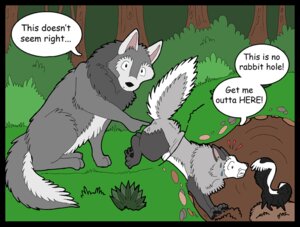 Rating: Explicit Score: 0 Tags: anus black_border border butt canid canine canis den dialogue digital_media_(artwork) e621 english_text feral forest group humor male mammal markings mephitid outside plant skunk striped_markings striped_tail stripes stuck tail tail_markings text tree tree_(artist) uhoh wolf wood User: bunchy7s