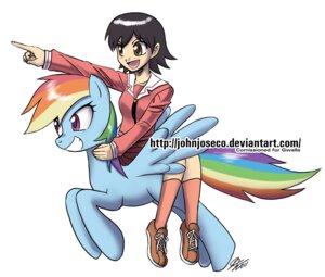 Rating: Safe Score: 0 Tags: 2011 azumanga_daioh black_hair blue_body blue_feathers blue_fur blush brown_eyes clothed clothing crossover duo e621 equid equine feathered_wings feathers female feral flying footwear friendship_is_magic fur gesture grin hair hand_gesture hasbro human john_joseco legwear mammal mane mount multicolored_hair multicolored_tail my_little_pony mythological_creature mythological_equine mythology pegasus pointing purple_eyes rainbow_dash_(mlp) rainbow_hair rainbow_tail rider riding school_uniform shoes short_hair simple_background smile socks tail takino_tomo text uniform url white_background wings User: bunchy7s