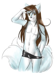 Rating: Questionable Score: 0 Tags: anthro canid canine clothed clothing e621 femboy fox hair long_hair looking_at_viewer male mammal mushni pose simple_background skimpy solo speedo swimwear tail teasing tehstupidbug topless yellow_eyes User: bunchy7s