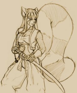 Rating: Safe Score: 0 Tags: ailurid anthro clothed clothing cosplay e621 female hi_res kill_la_kill mammal melee_weapon midriff red_panda samurai satsuki_kiryuin sayuri shigoto sketch solo studio_trigger sword tail warrior weapon User: bunchy7s