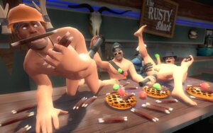 Rating: Explicit Score: 0 Tags: 3d 4boys anal_insertion anal_object_insertion anal_penetration animal_skull apples detailed_background eating engineer_(team_fortress_2) erect_while_penetrated evil_grin food food_in_mouth frightened fruit fruit_on_penis furei garry's_mod gay goggles goggles_around_neck green_apples hard_hat hat improvised_dildo leg_up legs_held_open looking_back male male_focus male_only nude on_table penis pie pies prosthetic_hand pyro_(team_fortress_2) red_apple ribs robotic_arm rule34 sign soldier_(team_fortress_2) spread_legs sunglasses table tagme team_fortress_2 top_hat User: bunchy7s