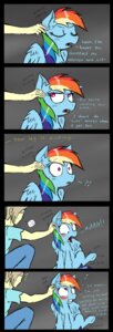 Rating: Safe Score: 0 Tags: :d absurd_res anonymous blue_body blue_feathers blue_fur blush clothed clothing comic dialogue duo e621 english_text equid equine eyes_closed faceless feathered_wings feathers female feral friendship_is_magic fur hair hasbro head_wrap hi_res human humor ichibangravity interrobang long_hair looking_back male mammal multicolored_hair my_little_pony mythological_creature mythological_equine mythology open_mouth pegasus petting purple_eyes rainbow_dash_(mlp) rainbow_hair shirt shocked simple_background sitting smile teeth text tongue topwear tsundere wings User: bunchy7s