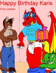 Rating: Questionable Score: 0 Tags: anthro clean_diaper clothed clothing diaper dragon e621 english_text felid gift group levi_(babylevithan) leviathan_(artist) lion male mammal membrane_(anatomy) membranous_wings mythological_creature mythological_scalie mythology open_mouth pantherine scalie tail text wearing_diaper white_diaper wings User: bunchy7s