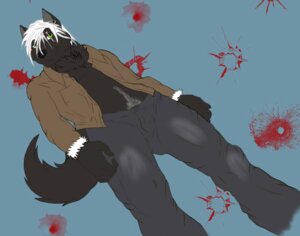 Rating: Questionable Score: 0 Tags: anthro bottomwear bulge canid canine canis clothing e621 ear_piercing eye_scar facial_scar green_eyes hair jacket kiber_hunt male mammal pants piercing scar solo topwear volstiv white_hair wolf User: bunchy7s