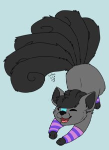 Rating: Safe Score: 0 Tags: alternate_color ambiguous_gender blue_background blue_body blue_fur canid canine clothing digital_media_(artwork) e621 eyes_closed fan_character fangs feral footwear fur generation_1_pokemon grey_body grey_fur kaiizree legwear mammal multi_tail nintendo open_mouth pattern_clothing pattern_legwear pokemon pokemon_(species) simple_background smile socks solo striped_clothing striped_legwear stripes tail teeth tongue veis vulpix User: bunchy7s