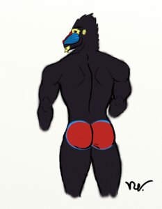 Rating: Questionable Score: 0 Tags: anthro biped black_body black_fur butt crimsonchai e621 fangs fur haplorhine hi_res looking_at_viewer looking_back looking_back_at_viewer male mammal mandrill monkey muscular muscular_anthro muscular_male nude old_world_monkey portrait primate rear_view red_body red_eyes red_fur simple_background solo standing teeth three-quarter_portrait white_background yellow_body yellow_fur User: bunchy7s
