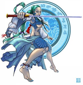 Rating: Safe Score: 0 Tags: breasts clothed clothing e621 female green_hair hair holding_melee_weapon holding_object holding_sword holding_weapon human mammal melee_weapon not_furry simple_background solo sunamori sword weapon white_background User: bunchy7s