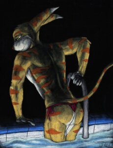 Rating: Questionable Score: 0 Tags: anthro butt clothing e621 green_eyes hi_res iudicium86 lombax male mammal night ratchet_(ratchet_and_clank) ratchet_and_clank solo sony_corporation sony_interactive_entertainment stripes swimming_pool tail thong traditional_media_(artwork) underwear User: bunchy7s