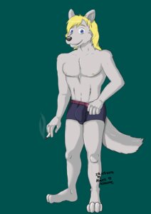 Rating: Questionable Score: 0 Tags: 2014 4_toes 5_fingers absurd_res alexis_kitsune anthro biped blonde_hair blue_eyes boxer_briefs bulge canid canine canis cigarette clothed clothing dated e621 feet fingers fur green_background hair hi_res james_wolf looking_at_viewer male mammal nipples simple_background smile smoke smoking solo standing suggestive toes topless underwear white_body white_fur wolf User: bunchy7s