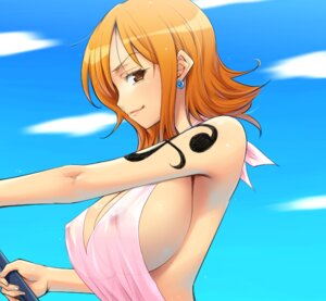 Rating: Questionable Score: 0 Tags: 1girls arm_tattoo black_tattoo blue_earrings breasts brown_eyes clothing color day earrings erect_nipples female female_only hairu holding huge_breasts human jewelry nami_(one_piece) nipples one_piece orange-haired_female orange_hair outdoors pre-timeskip rule34 see-through short_hair side_view sideboob solo tattoo tattoo_on_arm tattooed_arm User: bunchy7s