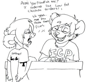 Rating: Safe Score: 0 Tags: anthro band_merch band_shirt bear black_and_white clothed clothing dialogue duo e621 ear_piercing english_text eyes_closed facial_piercing female food giant_panda glamfur hair hybrid insane_clown_posse jewelry juggalo lemur line_art lip_piercing low_res male mammal monochrome nose_piercing nose_ring open_mouth piercing primate ring_piercing septum_piercing shirt short_hair strepsirrhine text topwear zeriara zeriara_(character) User: bunchy7s