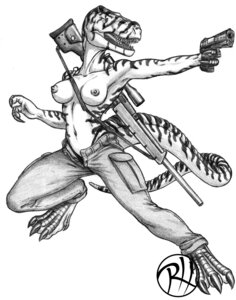 Rating: Questionable Score: 0 Tags: 2012 absurd_res amora_the_t-rex anthro bottomwear breasts claws clothed clothing dinosaur e621 female glock greyscale gun handgun hi_res monochrome navel nipples non-mammal_breasts non-mammal_nipples pants pistol predaguy prehistoric_species psg-1 ranged_weapon reptile rifle saurischian scalie simple_background sniper solo stripes tail theropod toe_claws topless tyrannosaurid tyrannosauroid tyrannosaurus tyrannosaurus_rex weapon white_background User: bunchy7s