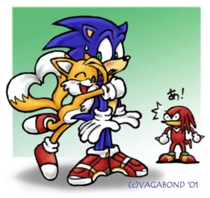 Rating: Safe Score: 0 Tags: 2001 2_tails anthro being_watched big_eyes big_head blue_body blue_fur blush canid canine clothing cuddling e621 eulipotyphlan eyes_closed flesh_dreadlocks footwear fox fur gloves green_eyes group handwear heart_symbol hedgehog hug hugging_another hugging_from_behind knuckles_the_echidna looking_at_another low_res male male/male mammal miles_prower multi_tail orange_body orange_fur pronounced_browridge sega shoes sonic_the_hedgehog sonic_the_hedgehog_(series) tail toony vagabond User: bunchy7s