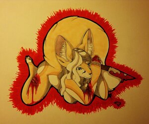 Rating: Questionable Score: 0 Tags: anthro ardor biped blonde_hair blood blood_splatter bodily_fluids canid canine cutting e621 female fennec_fox fox gore hair inner_ear_fluff knife lying mammal node on_front red_theme solo tail true_fox tuft wounded yellow_theme User: bunchy7s