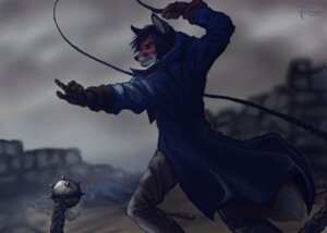 Rating: Safe Score: 0 Tags: action_pose anthro battlefield brown_hair canid canine clothed clothing cloud e621 fox grin hair holding_object holding_weapon koul male mammal outside pose side_view sky smile solo tail weapon whip User: bunchy7s