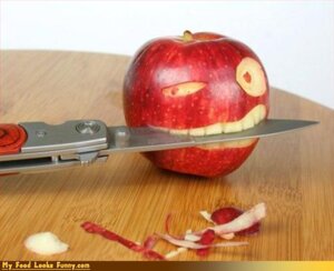 Rating: Safe Score: 0 Tags: ambiguous_gender apple assassin e621 elemental_creature flora_fauna food food_creature fruit grandfathered_content grin knife living_fruit low_res my_food_looks_funny not_furry plant real smile solo unknown_artist User: bunchy7s