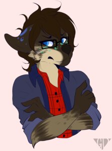 Rating: Safe Score: 0 Tags: anthro blue_eyes border brown_hair e621 eyewear geekidog glasses hair hi_res male solo white_border User: bunchy7s
