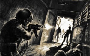 Rating: Questionable Score: 0 Tags: 16:10 ak-47 ak_platform ambiguous_gender armor assault_rifle blood bodily_fluids corpse dark death detailed_background digital_media_(artwork) digital_painting_(artwork) e621 group gun headgear helmet hi_res holding_gun holding_object holding_ranged_weapon holding_weapon human inside mammal military nightmare_fuel not_furry painting_(artwork) ranged_weapon rifle shot_in_head silhouette soldier tunnel undead unknown_artist warrior weapon widescreen zombie User: bunchy7s