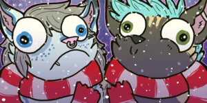 Rating: Safe Score: 0 Tags: 2:1 2_frame_animation african_wild_dog animated animated_gif big_eyes blue_eyes canid canine canis danaka derp_eyes duo e621 female freckles frown green_eyes humor male mammal nightlinez piercing scarf short_playtime skorri smile snow wolf User: bunchy7s