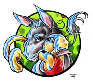 Rating: Safe Score: 0 Tags: 2009 ambiguous_gender asinus circle clothed clothing donkey duo e621 equid equine eyes_closed felid female green_background green_eyes grey_body heart_symbol kissing looking_at_viewer mammal polka_dots redneonlights signature simple_background white_background yellow_body yellow_eyes User: bunchy7s