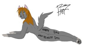 Rating: Questionable Score: 0 Tags: 2011 anthro black_pawpads blue_eyes body_writing breasts brown_hair butt canid canine e621 english_text female fur grey_body grey_fur hair holidays mammal new_year new_year_2011 nude pawpads rainheron signature simple_background solo tail text white_background User: bunchy7s