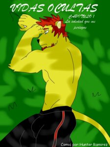 Rating: Safe Score: 0 Tags: 3:4 anthro canid canine canis comic cougar e621 felid feline hunterramirez lion male mammal pantherine solo tail wolf User: bunchy7s