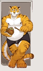 Rating: Safe Score: 0 Tags: anthro black_clothing black_underwear boxer_briefs bulge clothed clothing e621 felid hi_res male mammal overweight overweight_anthro overweight_male pantherine redic-nomad solo stripes tail tiger topless underwear User: bunchy7s